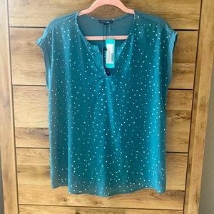 Papermoon - Reece Mixed Material Top - Teal Green - Medium